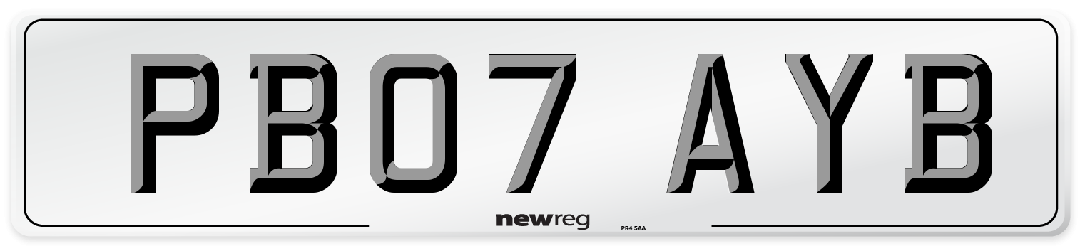 PB07 AYB Number Plate from New Reg